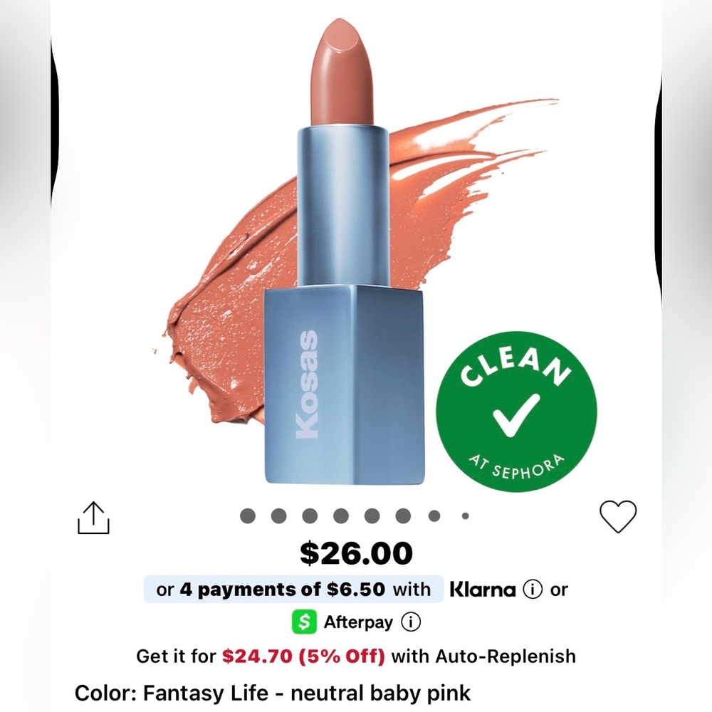 Kosas Fantasy Life Neutral Baby Pink Lipstick